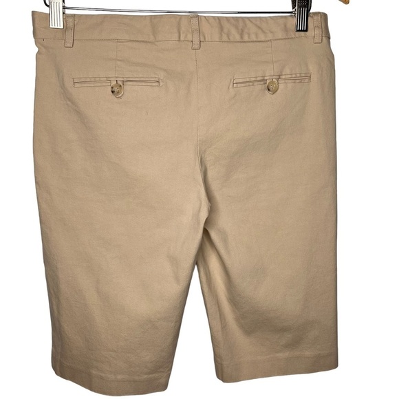 Theory Women’s Tan Cotton Stretch Chino Bermuda Shorts Size 8 Pockets Neutral - Picture 2 of 9